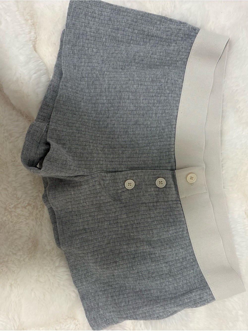 Brandy Melville Gray Ribbed Shorts with Cream Waistband